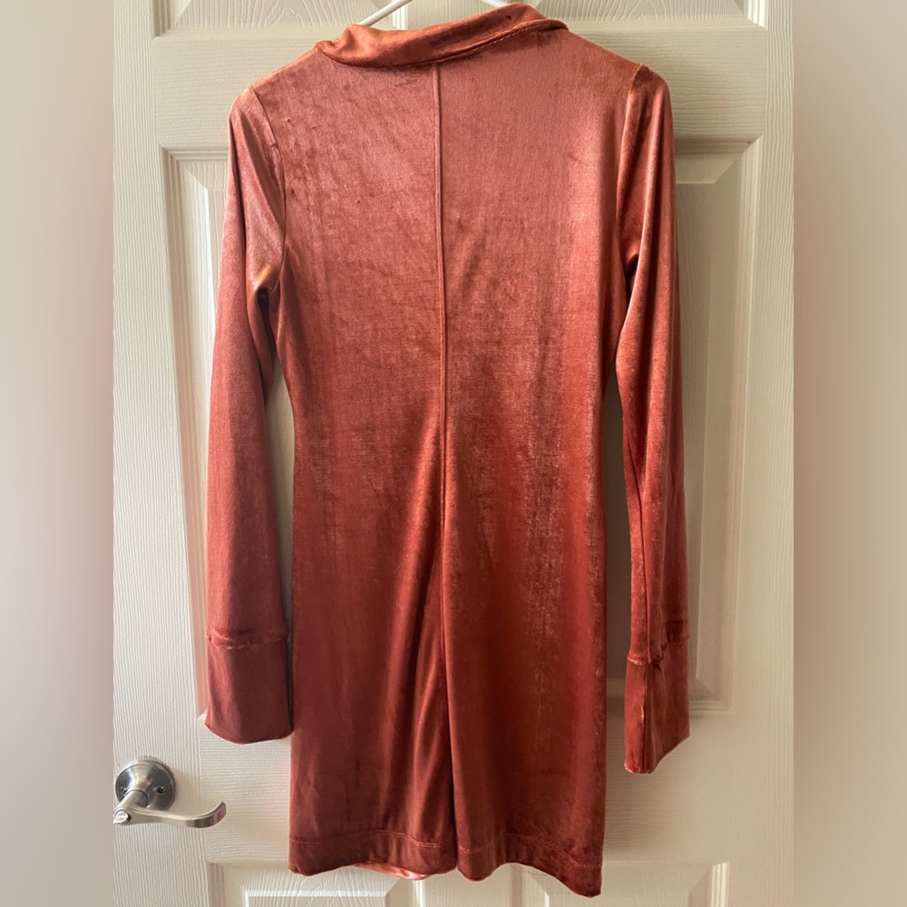 Free People Velvet Button Up Dress Long Sleeve - Picture 4 of 6